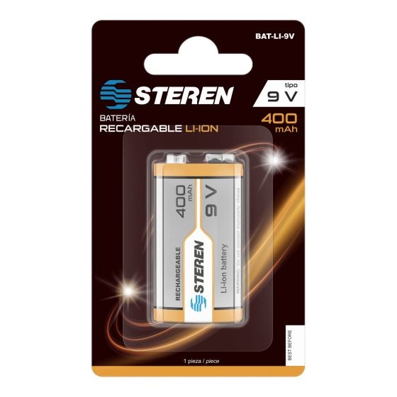 Steren Pila Recargable Cuadrada BAT-LI-9V, 9V, 400mAh