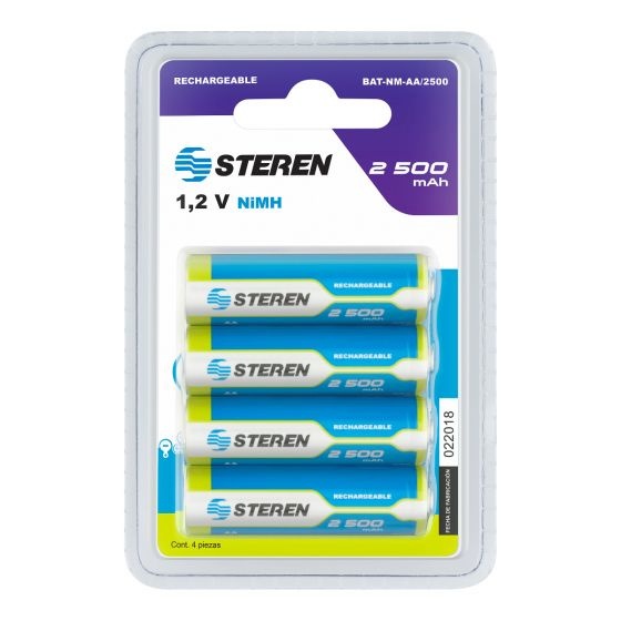Steren Batería Recargable AA, 1.2V, 4 Piezas