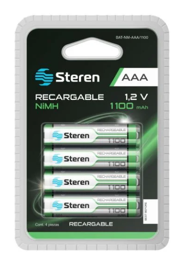 Steren Pila Recargable AAA, 1.2V, 4 Piezas