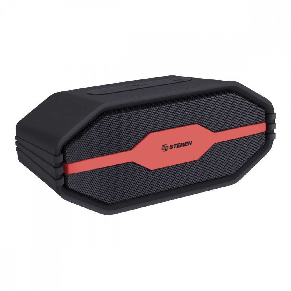 Steren Bocina Portátil EightEdge, Bluetooth, Inalámbrico, 3W RMS, Micro USB, Negro/Rojo