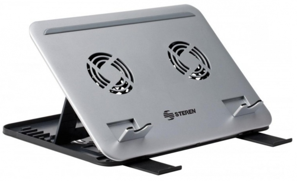 Steren Base Enfriadora para Laptop 17'', 2 Ventiladores 1900RPM, Plata