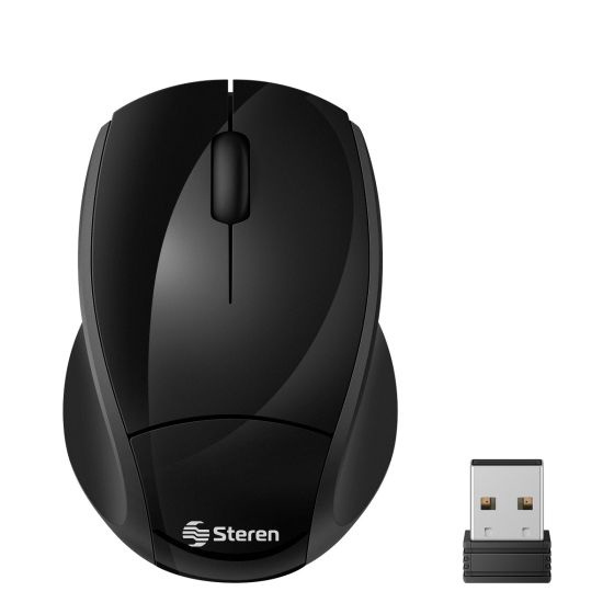 Mouse Ergonómico Steren COM-5706, Inalámbrico, Óptico, 1.200DPI, RF Inalámbrico, Negro