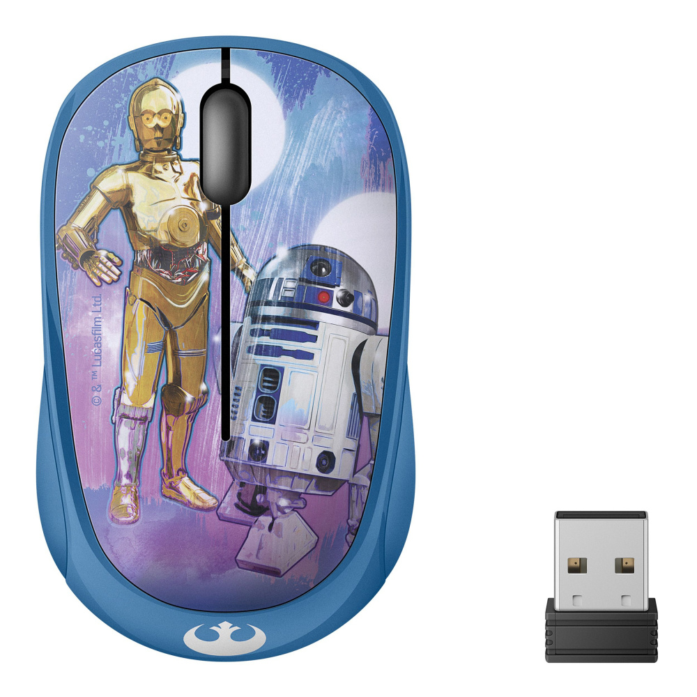 Mouse Ergonómico Steren Star Wars R2D2, Inalámbrico, Óptico, 1.200DPI, RF Inalámbrico, Azul