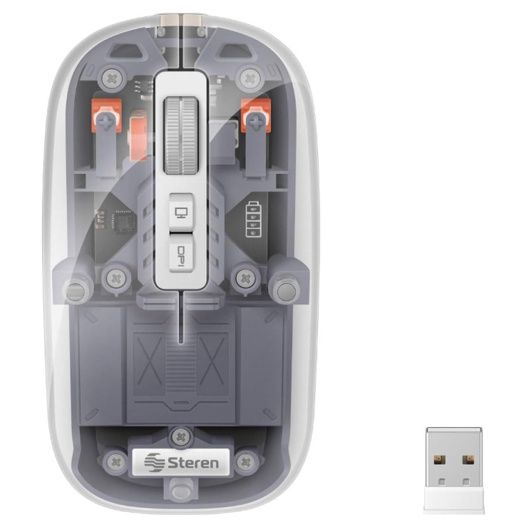 Mouse Ergonómico Steren COM-5740GR, Inalámbrico, Óptico, 1.600DPI, RF Inalámbrico, Gris