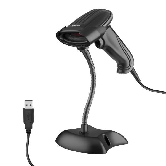Steren COM-595 Lector de Código de Barras Láser - Incluye Base y Cable USB