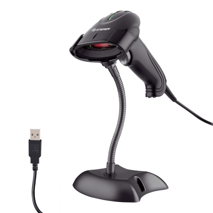 Steren COM-597 Lector de Código de Barras CMOS, 2D - Incluye Cable USB y Base