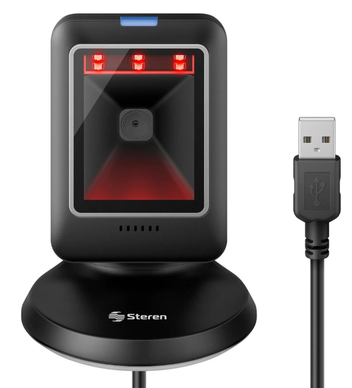 Steren COM-5970 Lector de Código de Barras CMOS, 2D - Incluye Cable USB