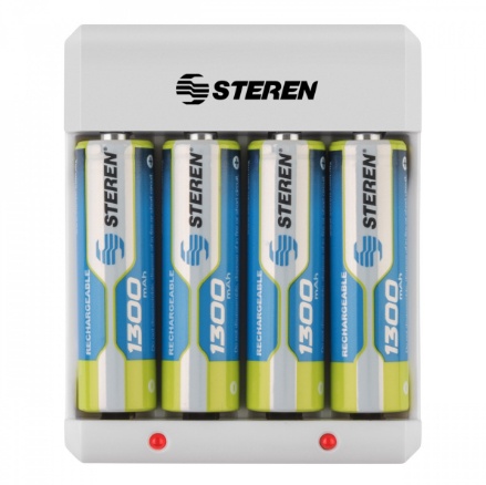 Steren Cargador CRG-015 para 1-4 Pilas, AAA