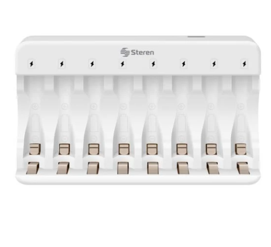 Steren Cargador para 8 Pilas CRG-400, AA/AAA, No Incluye Pilas