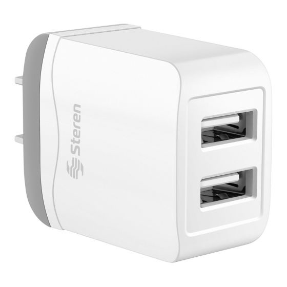 Steren Cargador de Pared ELI-713, 5V, 2x USB, Blanco