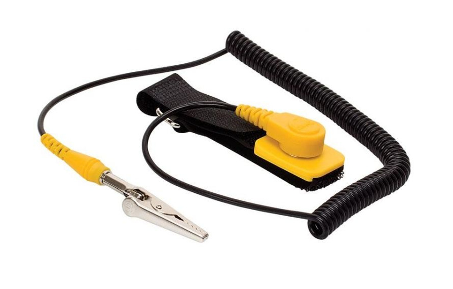 Steren Pulsera Antiestática con Cable a Tierra HER-100, 1.65 Metros, Negro/Amarillo