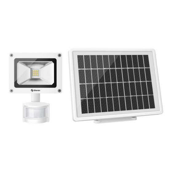 Steren Sensor de Movimiento con Reflector LED y Panel Solar LAM-078, hasta 5 Metros, Blanco