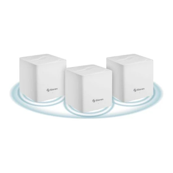 Steren Access Point con Sistema de Red Wi-Fi en Malla MESH-300+, 2 x RJ-45, 1200Mbit/s, Wi-Fi 6, Doble Banda 2.4/5 GHz, 2 Antenas de 3 dBi, 3 Piezas