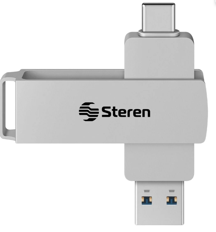 Memoria USB Steren MFD-128/DUAL, 128GB, USB-A/USB-C 3.0, Gris