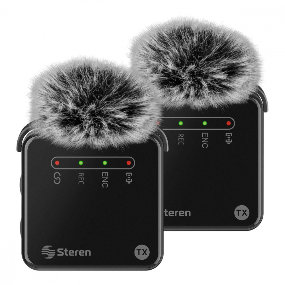 Steren Kit Micrófono ENC de Solapa MIC-9000, Inalámbrico, USB C/Lightning/ 3.5mm, Negro