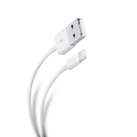 Steren Cable Ultra Delgado Lightning Macho - USB A Macho, 1 Metro, Blanco