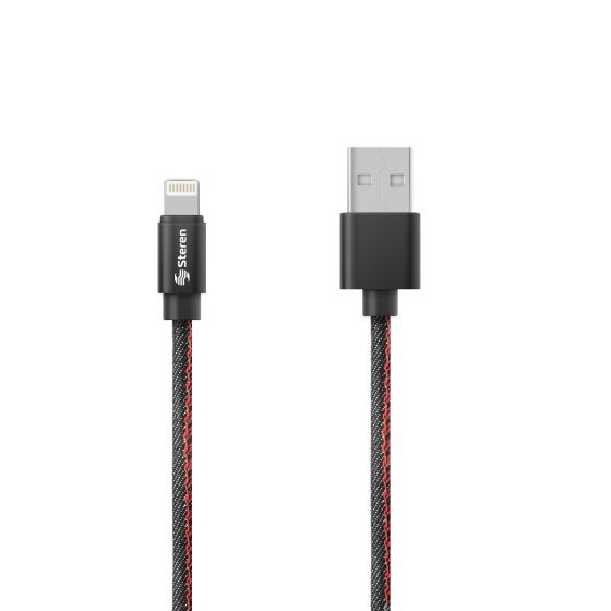Steren Cable POD-409 USB Macho - Lightning Macho, 1.2 Metros, Mezclilla, para iPhone/iPad/iPod