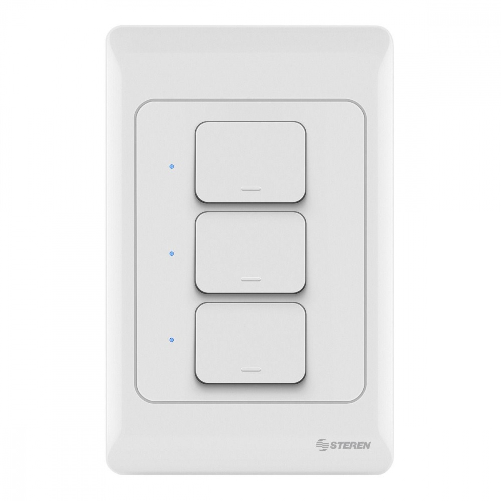 Steren Interruptor de Luz Inteligente SHOME-117, 3 Botones, WiFi, Blanco