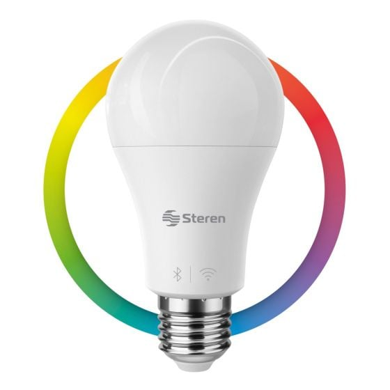 Steren Foco Inteligente LED Regulable SHOME-420, Wi-Fi, RGBW, Base E27, 9W, 800 Lúmenes