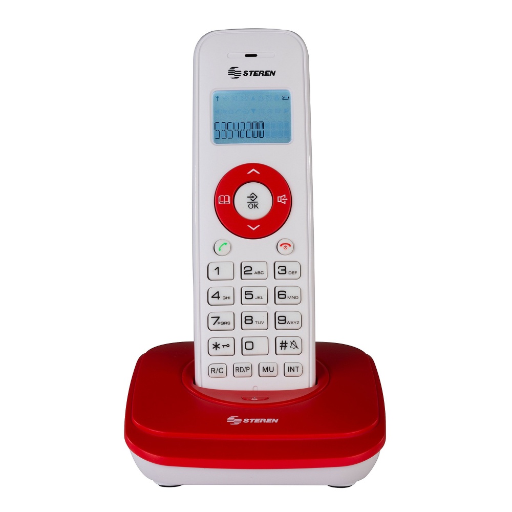 Steren Teléfono Inalámbrico DECT TEL-600, 1 Auricular, Altavoz, Rojo/Blanco