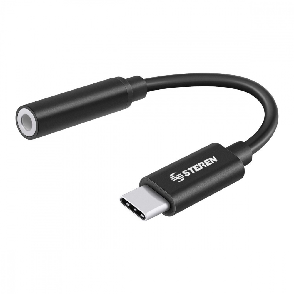 Steren Adaptador USB-C Macho - 3.5mm Hembra, Negro