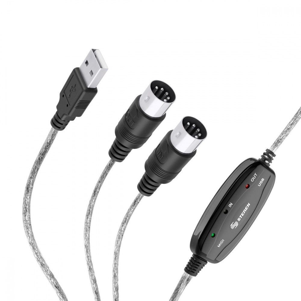 Steren Cable USB Macho - MIDI Macho, 1.8 Metros 