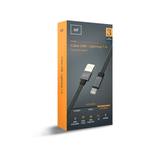 STF Cable Lightning Macho - USB-A Macho, 1 Metro