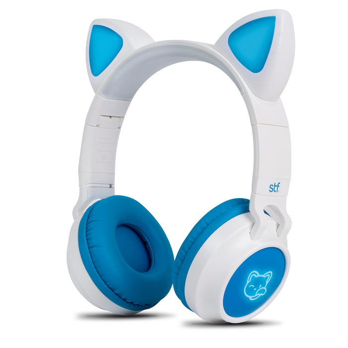 STF Audífonos con Micrófono Katu, Bluetooth, Inalámbrico, 3.5mm, Blanco/Azul