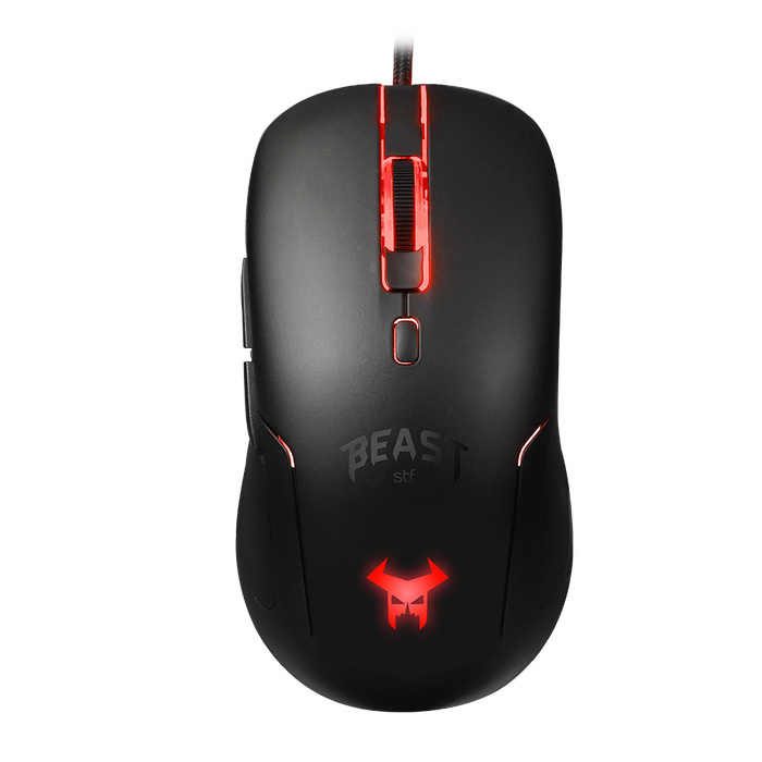 Mouse Gamer Ergonómico STF Abysmal Arsenal, Alámbrico, Óptico, 4.000DPI, USB-A, Negro