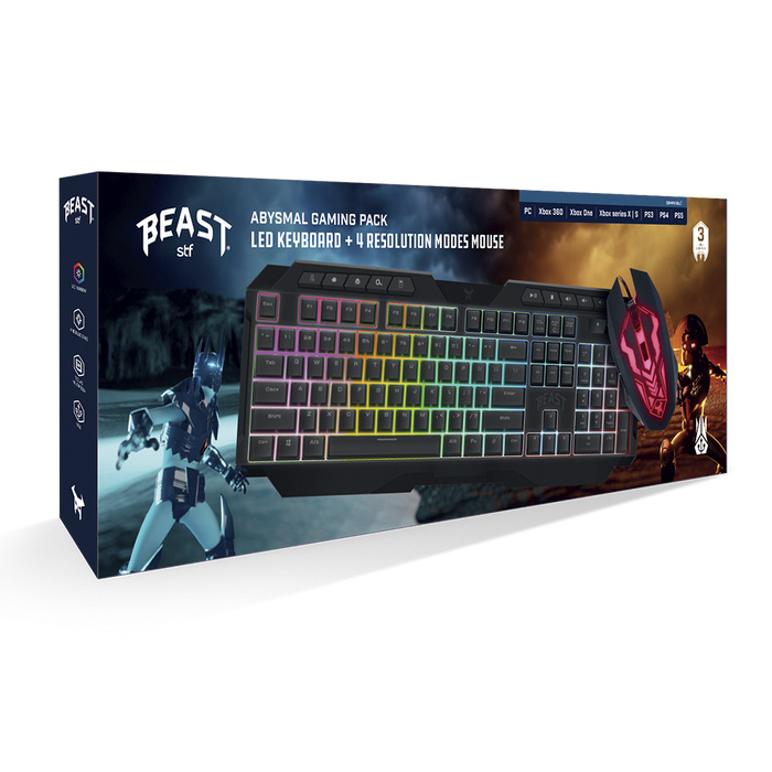 Kit Gamer de Teclado y Mouse STF Beast Abysmal, Alámbrico, USB, Negro, Inglés