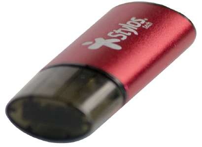 Memoria USB Stylos STMUS72W, 16GB, USB-A 2.0, Negro/Rojo