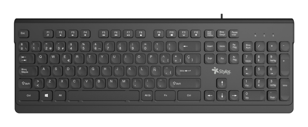 Teclado Stylos STPTEC6B, Alámbrico, USB, Negro, Español