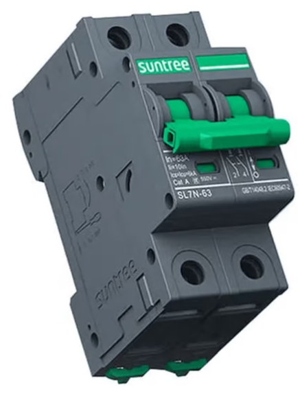 Suntree Interruptor Termomagnético 2 Polos SL7N63C25, 800V, 25A, Entrada 24V