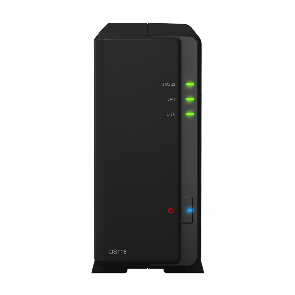 Synology Servidor NAS DS118 de 1 Bahia, Realtek RTD1296 1.40GHz, 1GB DDR4, max. 12TB, 2x USB 3.0 ― no incluye Discos