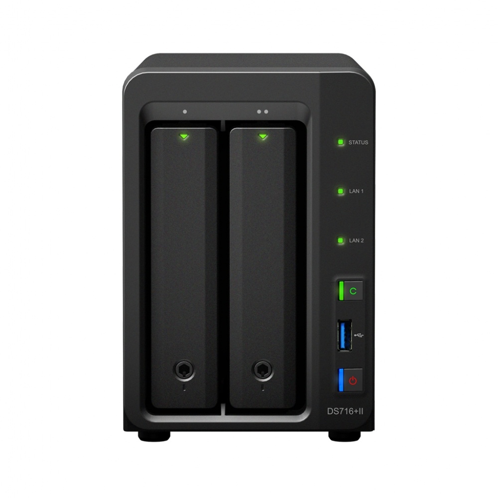 Synology Servidor NAS DiskStation DS716+II de 2 Bahías, 3x USB 3.0 - no incluye Discos