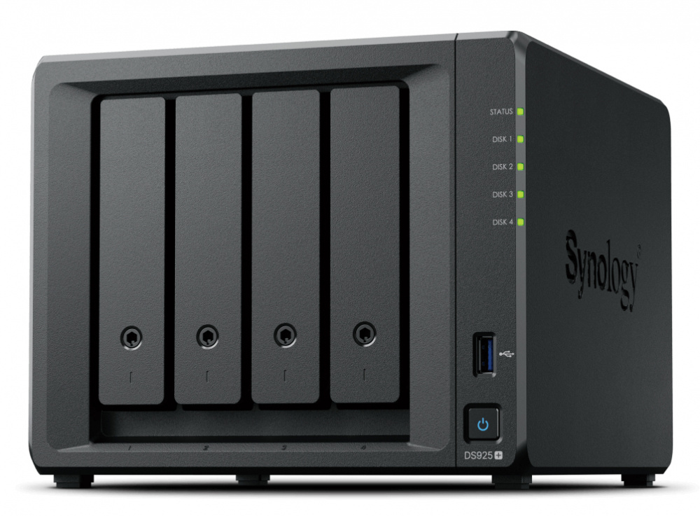 Synology DiskStation DS925+ NAS, 4 Bahías AMD Ryzen Embedded V1500B, 4GB RAM, M.2, SATA III, máx 180TB ― No Incluye Disco