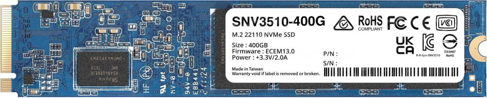 SSD para Servidor Synology SNV3510-400G, 400GB, NVMe PCI Express 3.0, M.2