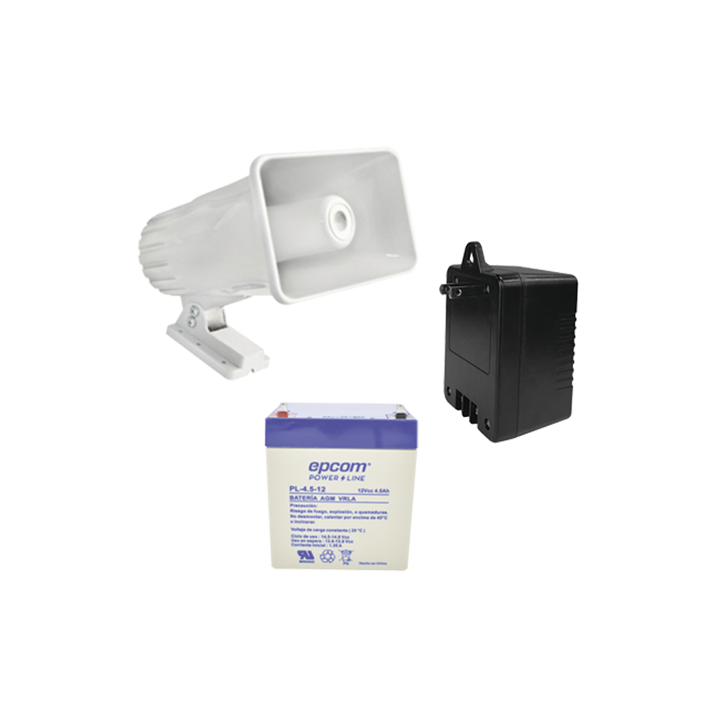 Syscom Kit de Alimentación - Incluye Transformador, Batería y Sirena