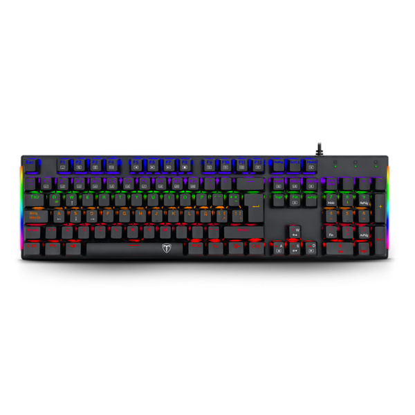Teclado Gamer T-Dagger Naxos T-TGK310 RGB, Teclado Mecánico, Switch Blue, Alámbrico, Negro (Español)