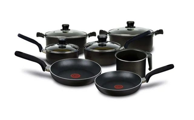 T-Fal Batería de Cocina 226100, Aluminio, Antiadherente, 11 Piezas