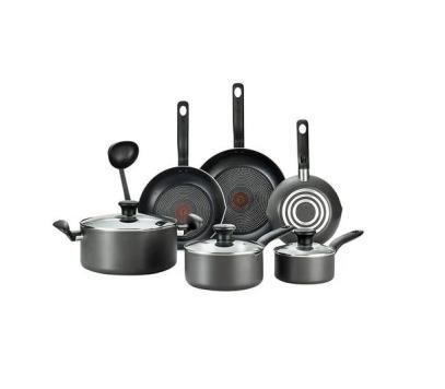 T-Fal Juego de Batería Initiative, Aluminio, Antiadherente, 10 Piezas, Negro