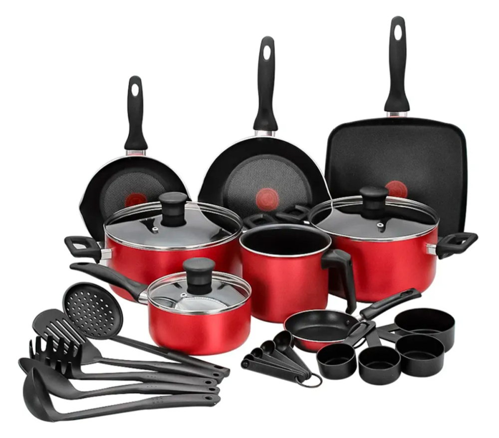 T-Fal Batería de Cocina B935SP84, Aluminio, Antiadherente, 25 Piezas