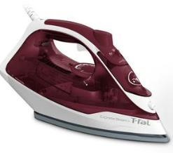 T-Fal Plancha de Vapor en Seco, Suela Antiadherente, 1600W, Rojo/Blanco