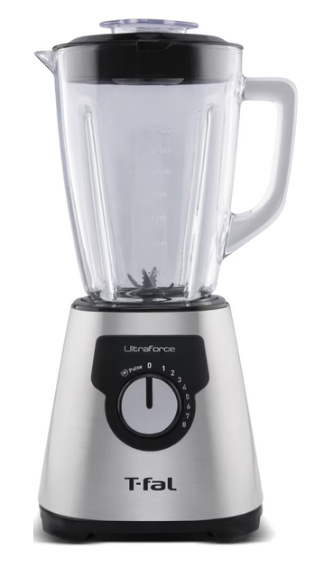 T-Fal Licuadora Ultraforce, 2 Litros, 550W, 8 Velocidades, Negro/Plata