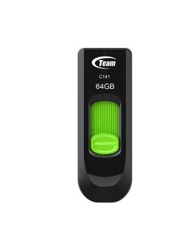 Memoria USB Team Group C141, 64GB, USB 2.0, Negro/Verde