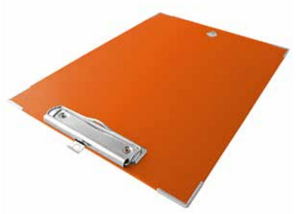 Techmakro Tabla de Cartón/PVC con Agarrapapeles, Tamaño Carta, Naranja