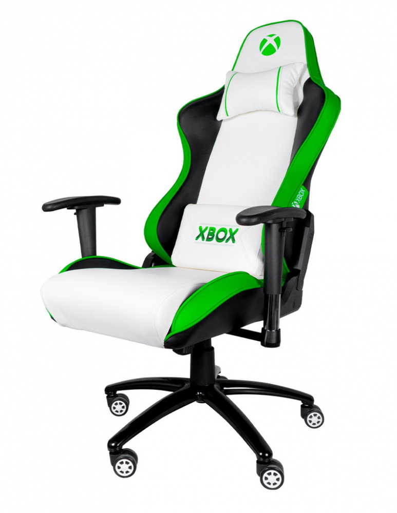 TechZone Silla Gamer Pro Xbox, hasta 120kg, Blanco/Verde