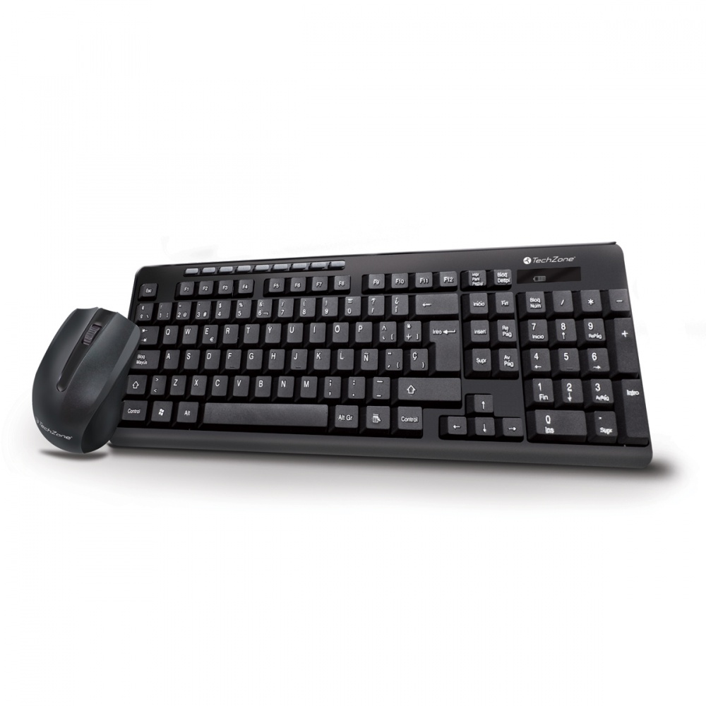 Kit de Teclado y Mouse Techzone TZ16COMB01-INA, RF Inalámbrico, Negro (Español)