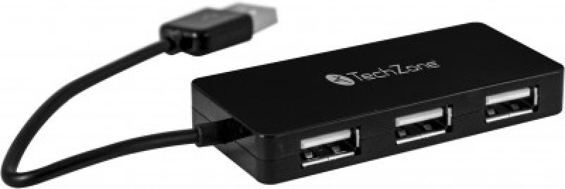 Techzone Hub USB A 2.0 - 4x USB A 2.0 Hembra, Negro