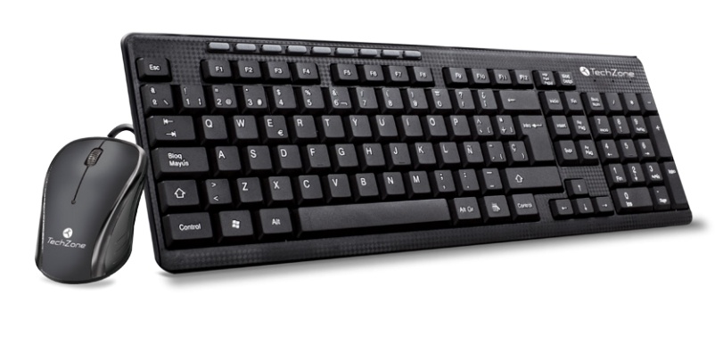 Kit de Teclado y Mouse TechZone TZ19COMB01-LA, Alámbrico, USB, Negro (Español)